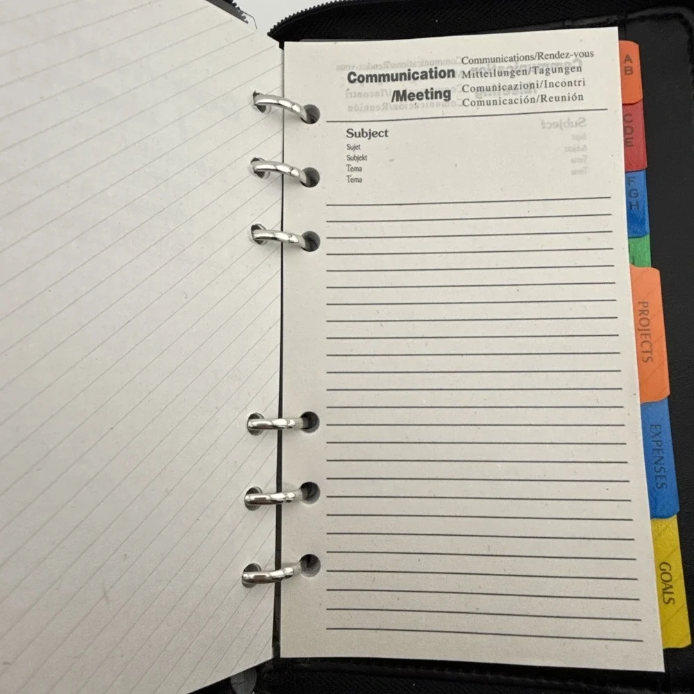 Vintage 90s Y2k‎ Philippe Amiel Leather Black Deluxe Personal Organizer Planner